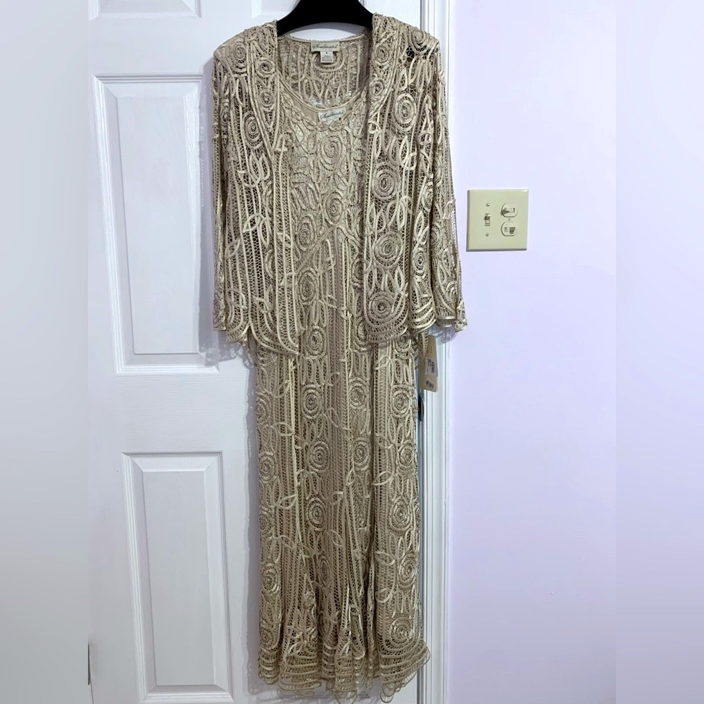 Lace Evening Gown with Jacket, 100% silk